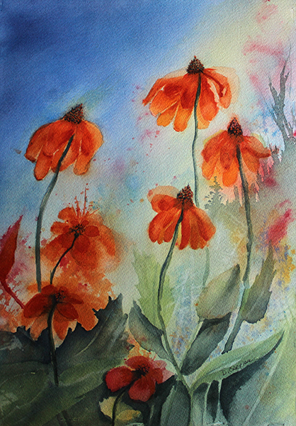 Diane Carriere - Dancing Orange Flowers - 2023